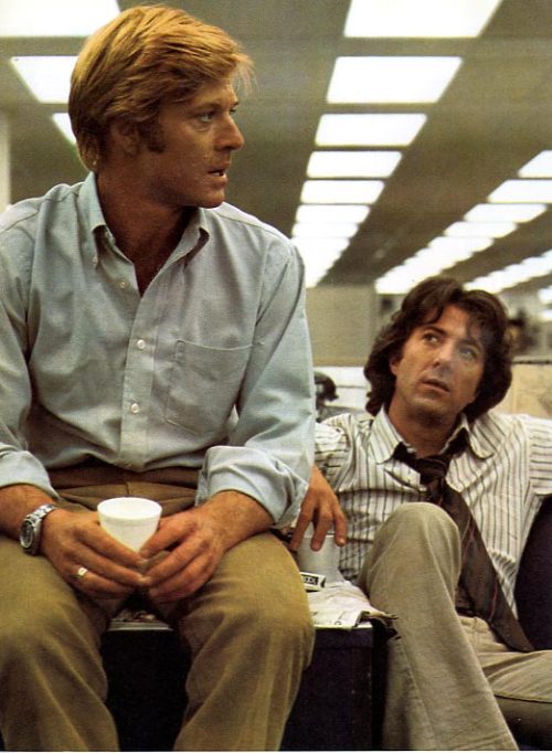fuckyeahnewmanandredford: Robert Redford and co-star Dustin Hoffman during the filming of All the P