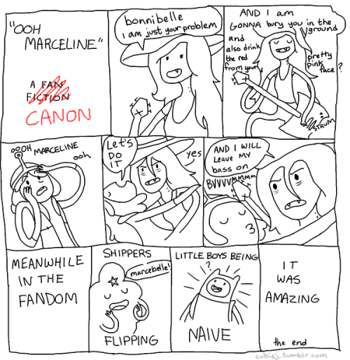 ratfeet:  foofag:  mokou:  cubiej:  Fixed. :3  i was sitting on the bus today and i thought you know when i get home i can almost guarantee there will be an “ooh marceline” meme pic bus thoughts confirmed  CANON  yes its offishal 