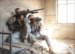 atruepatriot:  A U.S. Army Sniper team actively engages targets while in Iraq.