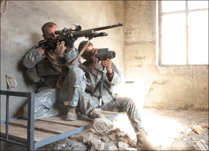 atruepatriot:  A U.S. Army Sniper team actively engages targets while in Iraq.