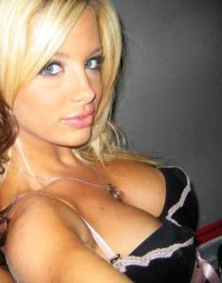 naughtyamateurs:  Stunning blonde babe with huge tits &amp; blue eyes