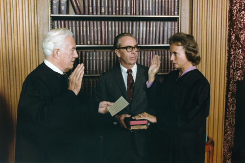 Nominated by President Reagan, Sandra Day O'Connor was sworn in as the first woman on the Supreme Court on September 25, 1981.