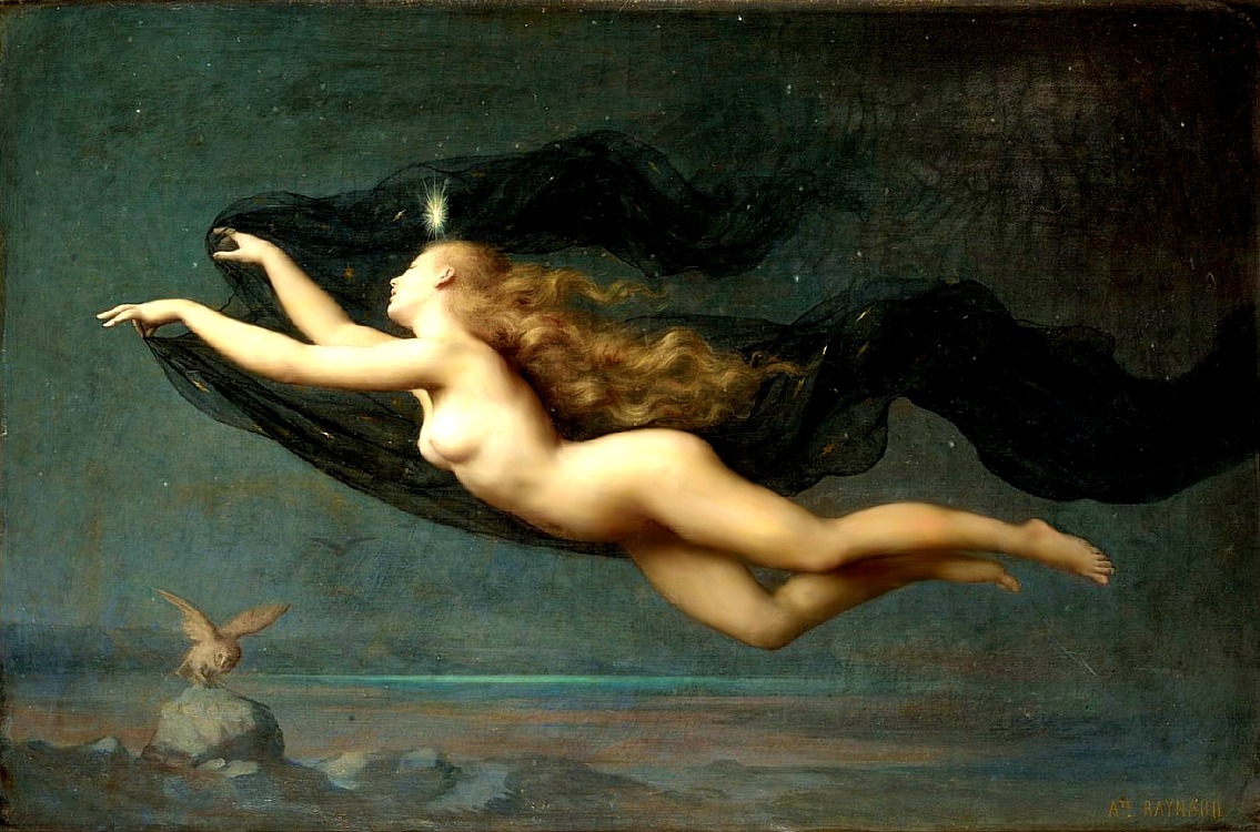 Night by Auguste Raynaud (1854-1937) In Greek mythology, Nyx (“night”, Nox in