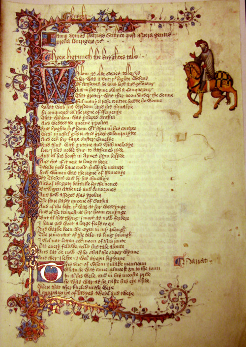 336bc:The Ellesmere Canterbury Tales manuscript, page from ‘A Knight’s Tale’. the-village-green: (vi