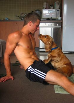 randydave69:  He’s so cute I wanna pet him, and that dog looks nice too! Sexy blog here: http://bihoptown.tumblr.com/ 