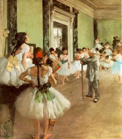 dancingphantom:  aestivalism:  La Classe de Danse by Edgar Degas  Edgar Degas is one of my favorite artists of Impressionism painting style. I love all his ballerina paintings :D