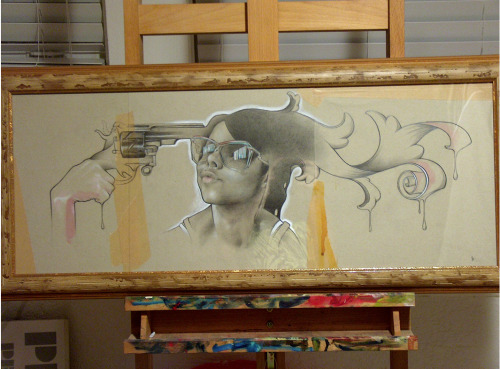 a drawing of me ( haha ), done by the boyfriend back in 07. <3 