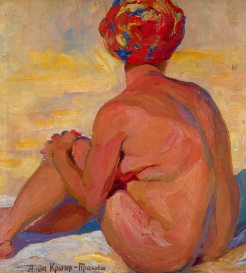 zolotoivek:Anna Kruger-Prakhova - Nude Wearing a Head Scarf, 1920’s