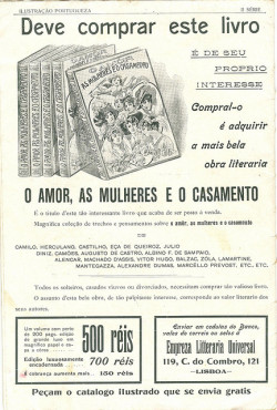 ilustracaoportuguesa:  Ilustração Portugueza, No. 603, September 10 1917 - 1 on Flickr. Obrigada ao Jorge por estas imagens. Carregar na imagem para ver em tamanho 1555 x 2299.Publicidade ao livro “O Amor, as Mulheres e o Casamento”, colecção