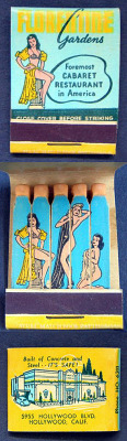 Vintage Matchbook From Earl Carroll&Amp;Rsquo;S &Amp;Lsquo;Florentine Gardens&Amp;Rsquo;