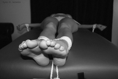 Simple home bondage. Laid out like a sacrifice&hellip; which I suppose is how my Dom self sees a