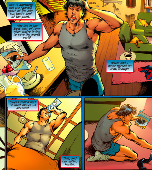 fyeahdickgrayson:Guess that’s part of what makes [Bruce and I] different. That, and our eating