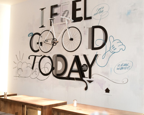 jaymug:  I Feel Good Today - Three-dimensional wall art at the Erste Liebe (First Love) bar in Hambu