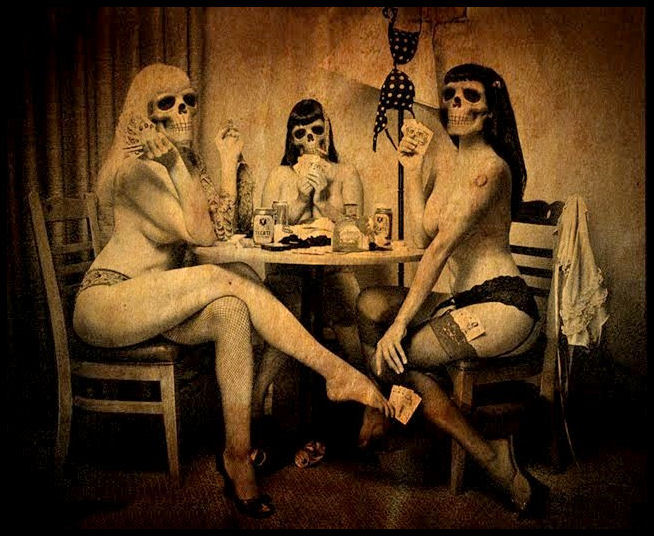 Girls playing strip poker