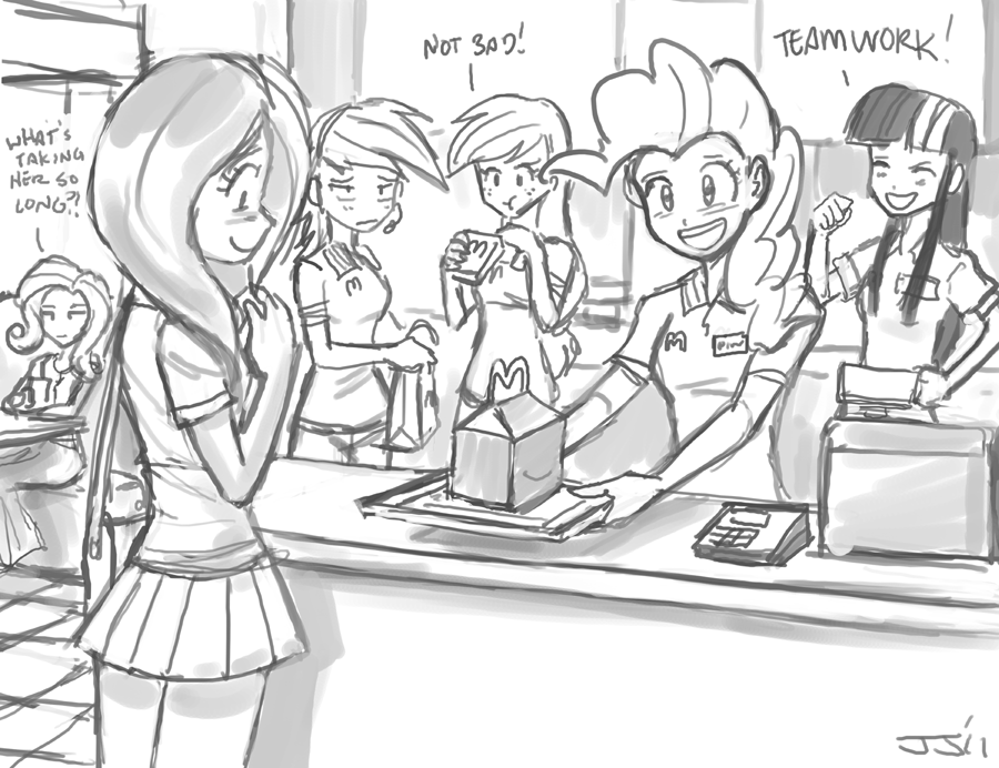 Requested Pinkie working at McDonald&rsquo;s. I just had to add the others. I