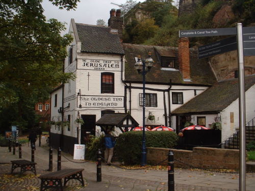 Ye Olde Trip To Jerusalem, Nottingham.  Established 1189 and named to reflect the then-contempo