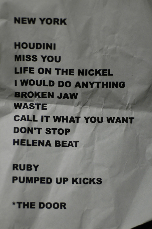 oh yeah &amp; i got the set list for foster the people at terminal 5