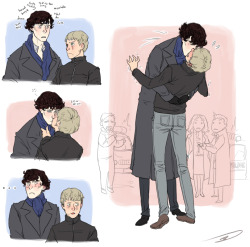 &ldquo;well you started it john&rdquo; then later&hellip; REVENGE  ittybittygrey: Sherlock  putting a scarf on John and John sneaking a peck. Sherlock proceeds to  passionately attack him.                                                 ms-akaya: If you
