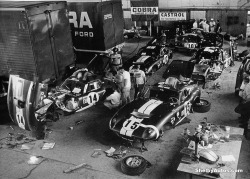 eknude:  1965 12 Hours of Sebring. Shelby Daytona Coupe(s). -History in previous posts.   I love this!