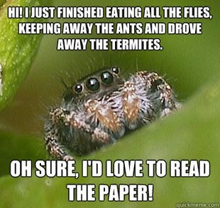 darkblackbuddha:  supersailor:  This is the best spider meme!   