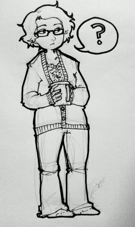 warm up doodle of myself. because pudgy women in jumpers are how everyone leads into drawing hardcore slash…