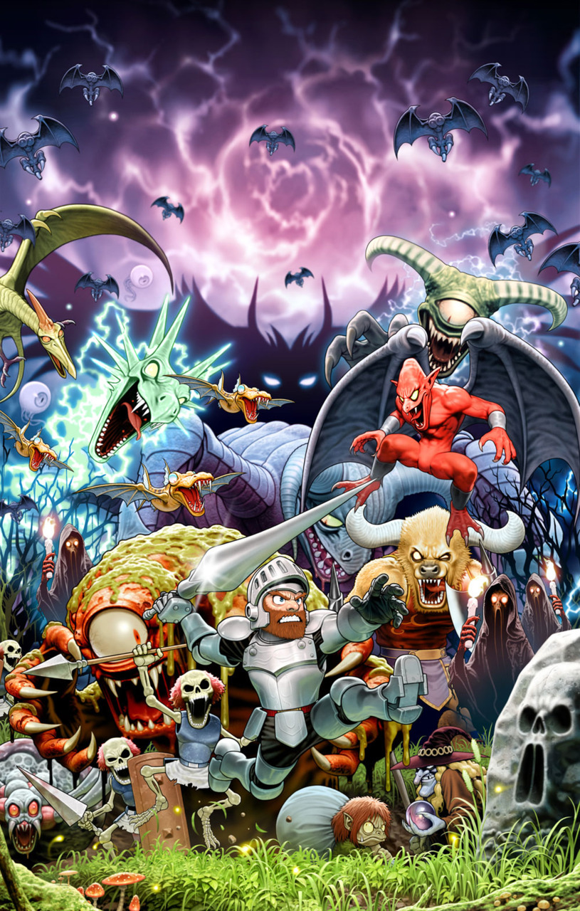 gameandgraphics:  Ghost’n Goblins art by Toshiaki “Shinkiro” Mori (for Ultimate