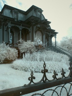 Littleredqueen:  Stopandringmybell:  The Contrast Of The Dark House Against The Snow