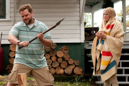 Tyler Labine and Malin Akerman in the upcoming dark comedy, Cottage Country. Looks like Tyler went w