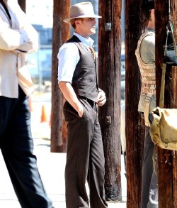 ryangoslingarmy:  Ryan on the set of The Gangster Squad. 