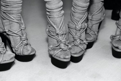 melodysblog:Burberry Knotted Sandal - I LOVE heels and socks!
