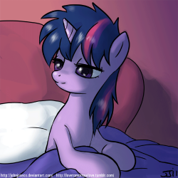 lovetomorrowlove:  I love this bed hair of her’s.  AAAAaaaahhhhhh! Twi always has to be the cutest little lilac lump, no matter how disheveled she is! &lt;3