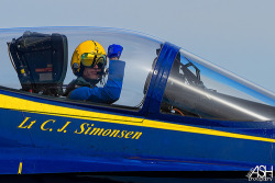 youlikeairplanestoo:  Blue Angel pilot Lt. C. J. Simonsen pumps a fist as he taxis out for practice at NAF El Centro, CA. Photo by Kevin Ash. Used with permission. Full version here. 