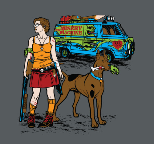 It’s time to crush some Zombie skulls Scoob! Travis Pitts’ undead Scooby Doo shirt design is reprinted and on sale for only $10 at Threadless right now.
Related Rampages: THEY LIVE Poster | The Madness of Mission 6
We’ve Got Some Work To Do Now by...