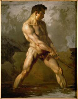 necspenecmetu:  Jean-Louis Andre Theodore Gericault, Academic Study of the Nude, c. 1816 