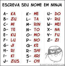 NOME NINJA..  ESCREVA SEU NOME E VEJA COMO