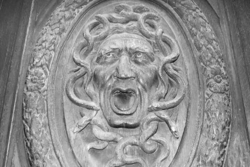 terrysdiary:  Medusa on a door in Paris. 