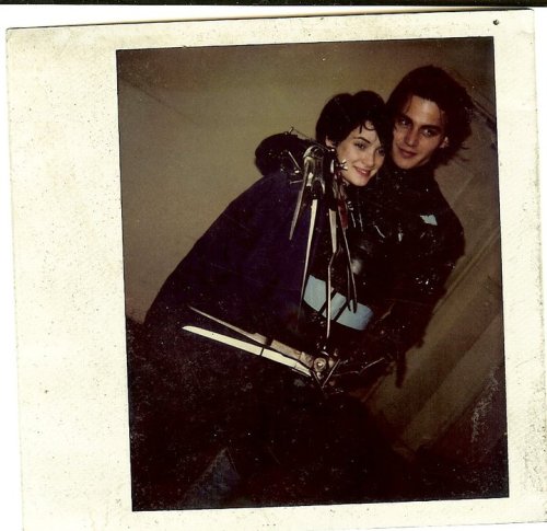 freecocaine: Johnny Depp and Winona Ryder on-set Edward Scissorhands.