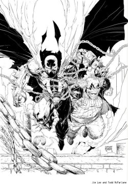 terribletriplefeatures:  Spawn and Clown by Jim Lee and Todd McFarlane 
