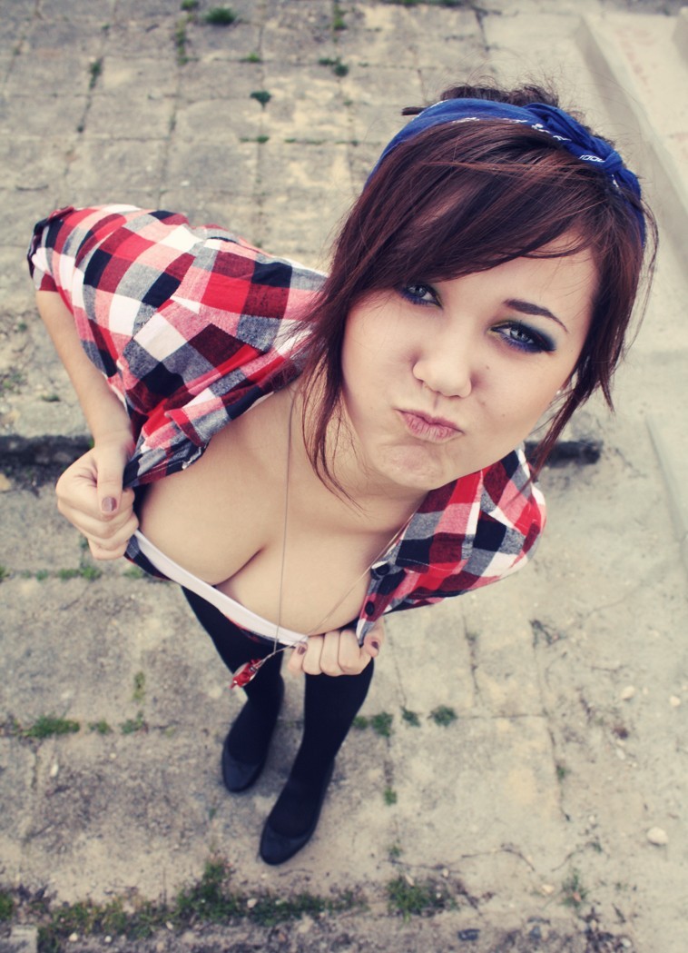 Young teen girl on motorcycle