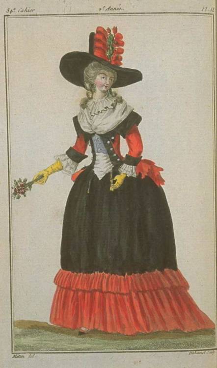 damesalamode:Magasin des Modes, October 1787. OMG this dress!  This is gorgeous and stunning and unu