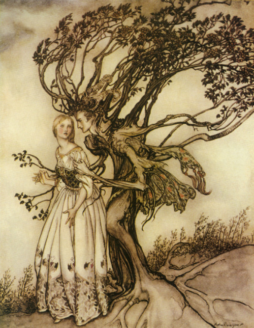 The Old Woman in the Wood, from The Grimm’s Fairy Tales, illustration by Arthur Rackham.