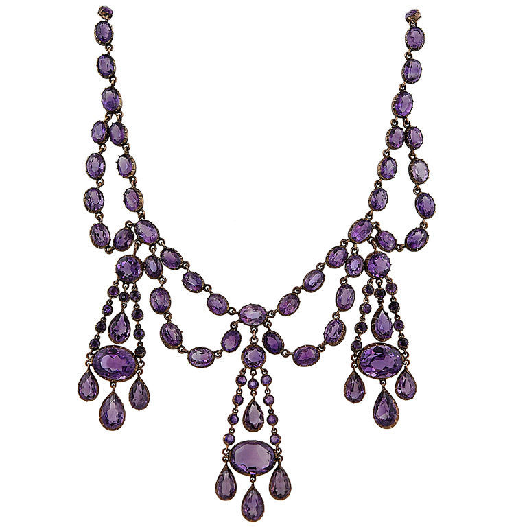 Amethyst Garland Necklace English Late 19th... - Fleeting Fancies