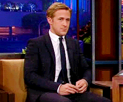  Ryan Gosling self-loathing reaction to watching clips of himself in movies. 
