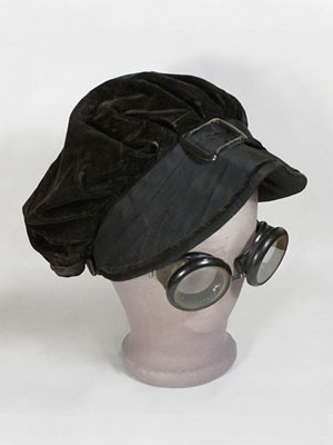 oldrags:Driving hat and goggles, ca 1910, Vintage Textile