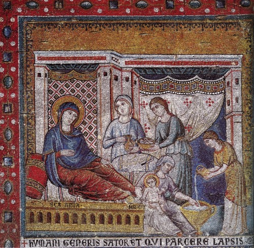 cavetocanvas:Birth of the Virgin From the Life of the Virgin Scenes - Pietro Cavallini, Santa Maria 