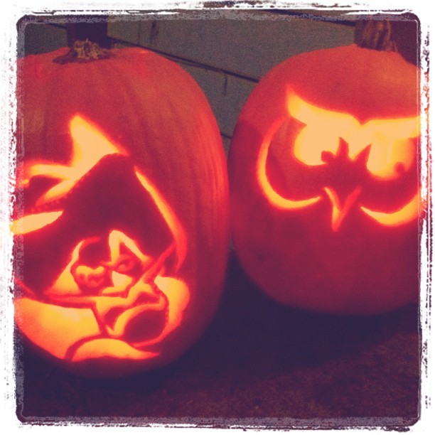 Rachael and I got all halloween and carved us some pumpkins. It’s ok to be jealous. (Taken with instagram)