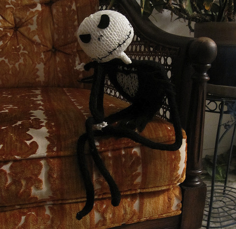 DIY Free Knitting Pattern for the Pumpkin King, Jack Skellington. Free pattern download at Ravelry h