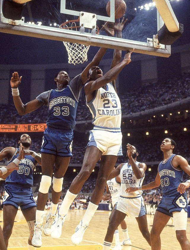 ESPN - On This Date: In 1982, MJ finished off Georgetown and Patrick Ewing  to secure UNC Basketball the national title.