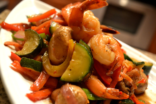 Stir Fried Shrimp & Vegetables in a Spicy Ginger Sauce- After taking a short hiatus from cooking