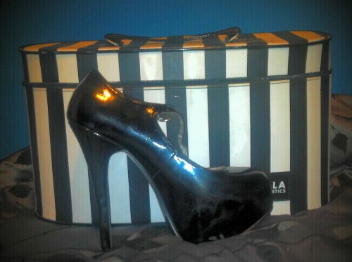 I found a supercute hatbox for my shoes today :) they match my bordello heels perfectly and I&rsquo;